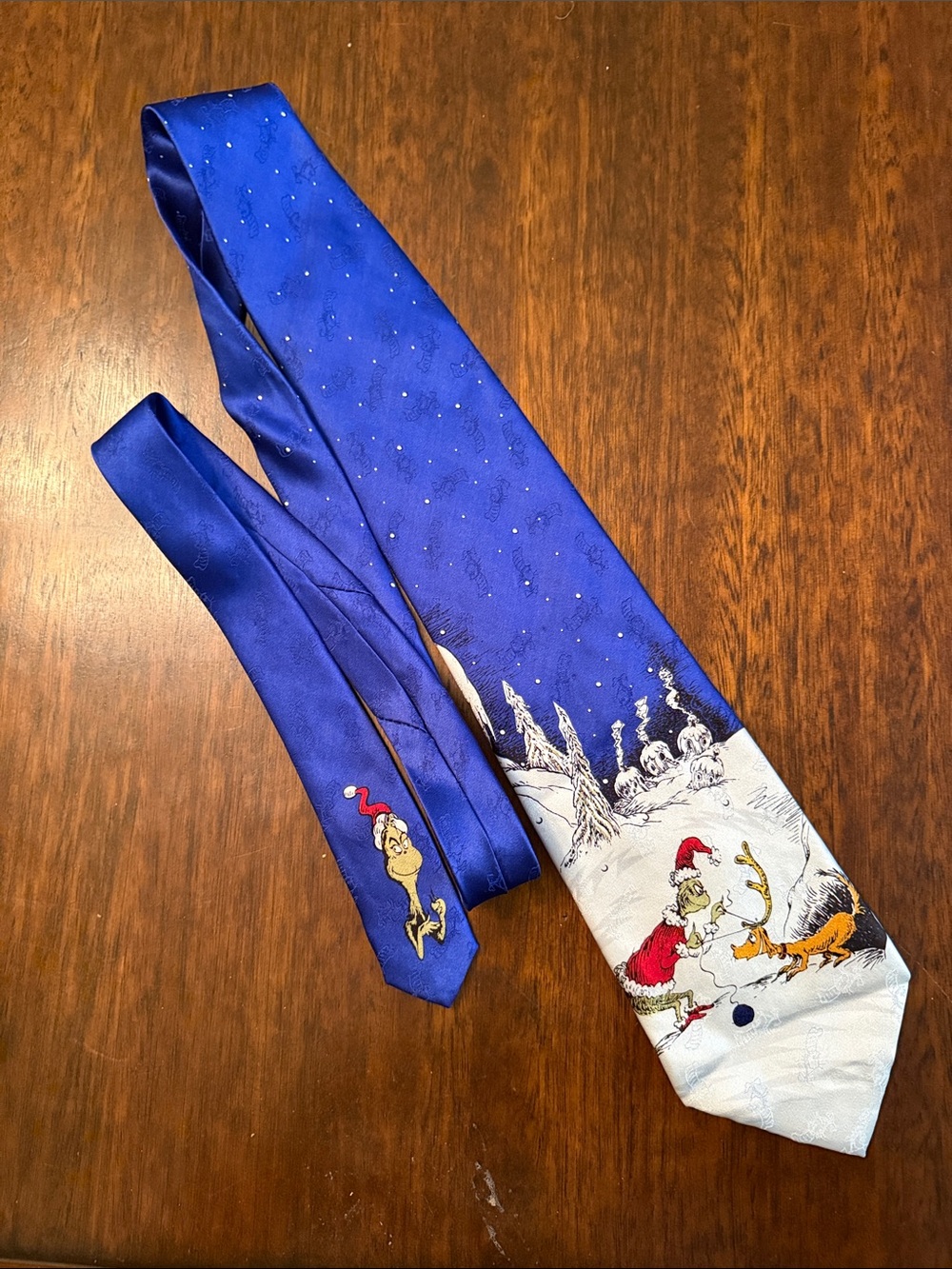 1994 Dr. Seuss Blue Grinch Novelty Christmas Tie